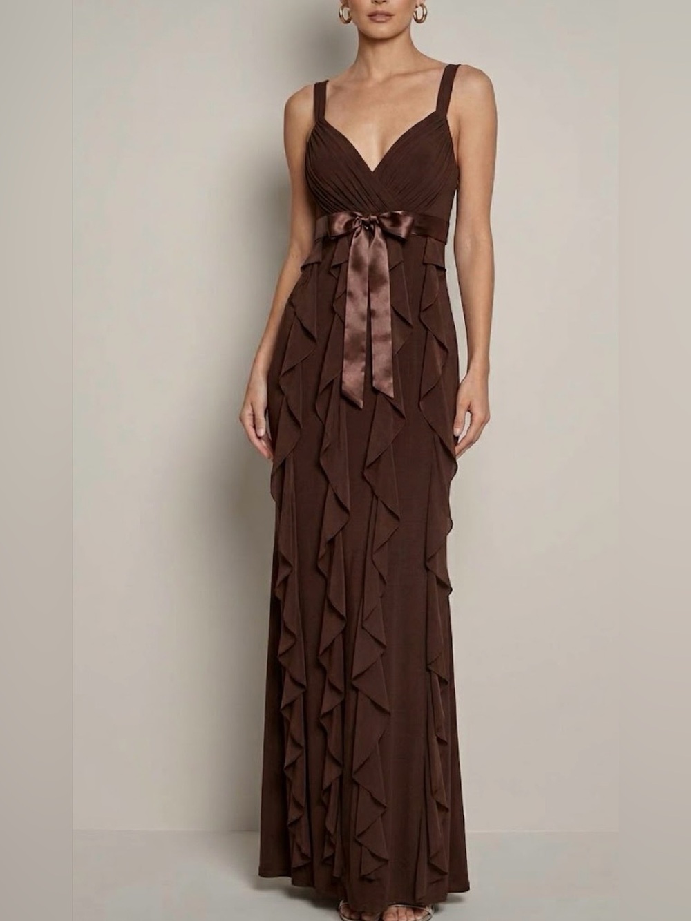 Vintage Betsy & Adam by Linda Bernell Formal Dress 4 Brown Prom Whimsy USA Y2K